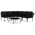 vidaXL Patio Lounge Set 6 Piece, Patio Furniture Set for Outdoor Garden Backyard Lawn, Sectional Sofa with Cushions, Corner Sofa, Black PVC