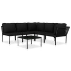 vidaXL Patio Lounge Set 6 Piece, Patio Furniture Set for Outdoor Garden Backyard Lawn, Sectional Sofa with Cushions, Corner Sofa, Black PVC