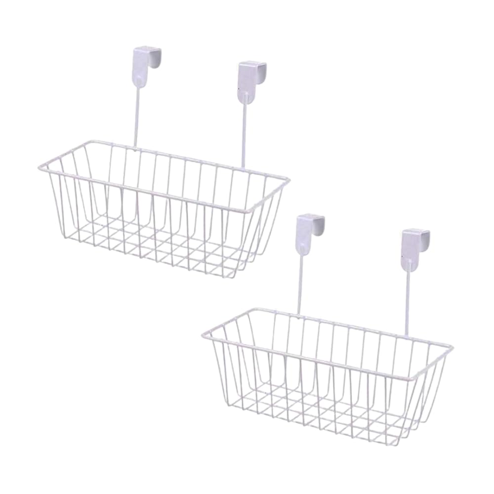 Go Hooked Over Door Hanging Basket Hanging Cabinet Storage Organizer White Space Saving Versatile Stylish Durable Efficient Mode