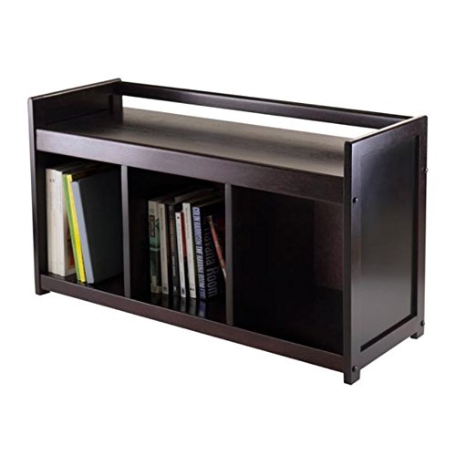 Ergode Wood Addison 4-Piece Storage Bench Set | 3 Cubbies & Black Baskets | Espresso Finish | Sturdy Solid Wood | Easy Assembly (92439-VV)