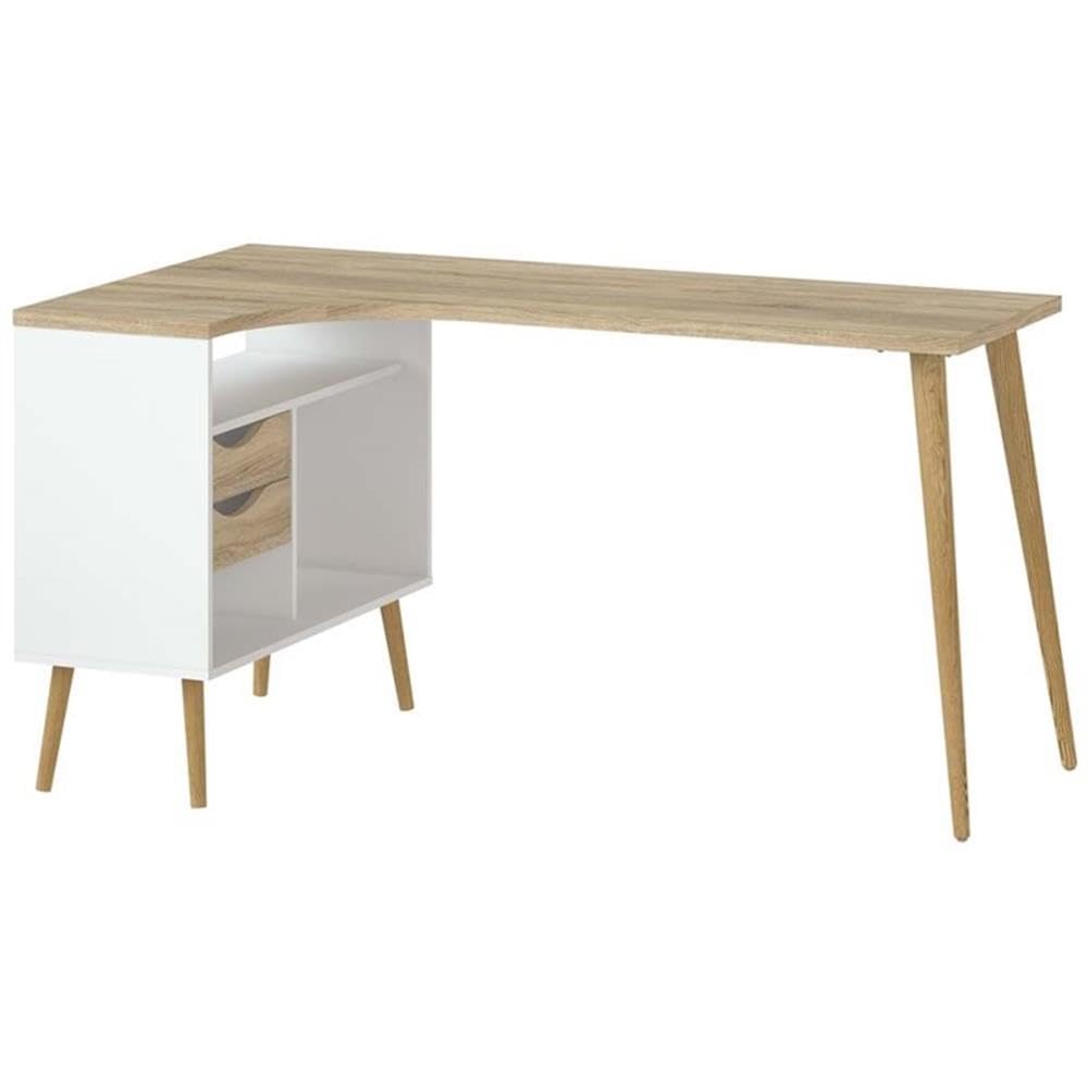 Diana 2 Drawer, 3 Shelf Desk, White/Oak Structure