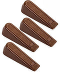 Brown Rubber Door Stop Wedge With Reinforced Backing Grip - 4 Piece Set