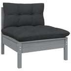vidaXL Solid Pinewood Patio Lounge Set 9 Piece with Cushions Garden Outdoor Lawn Yard Terrace Balcony Wooden Seat Seating Furniture Gray