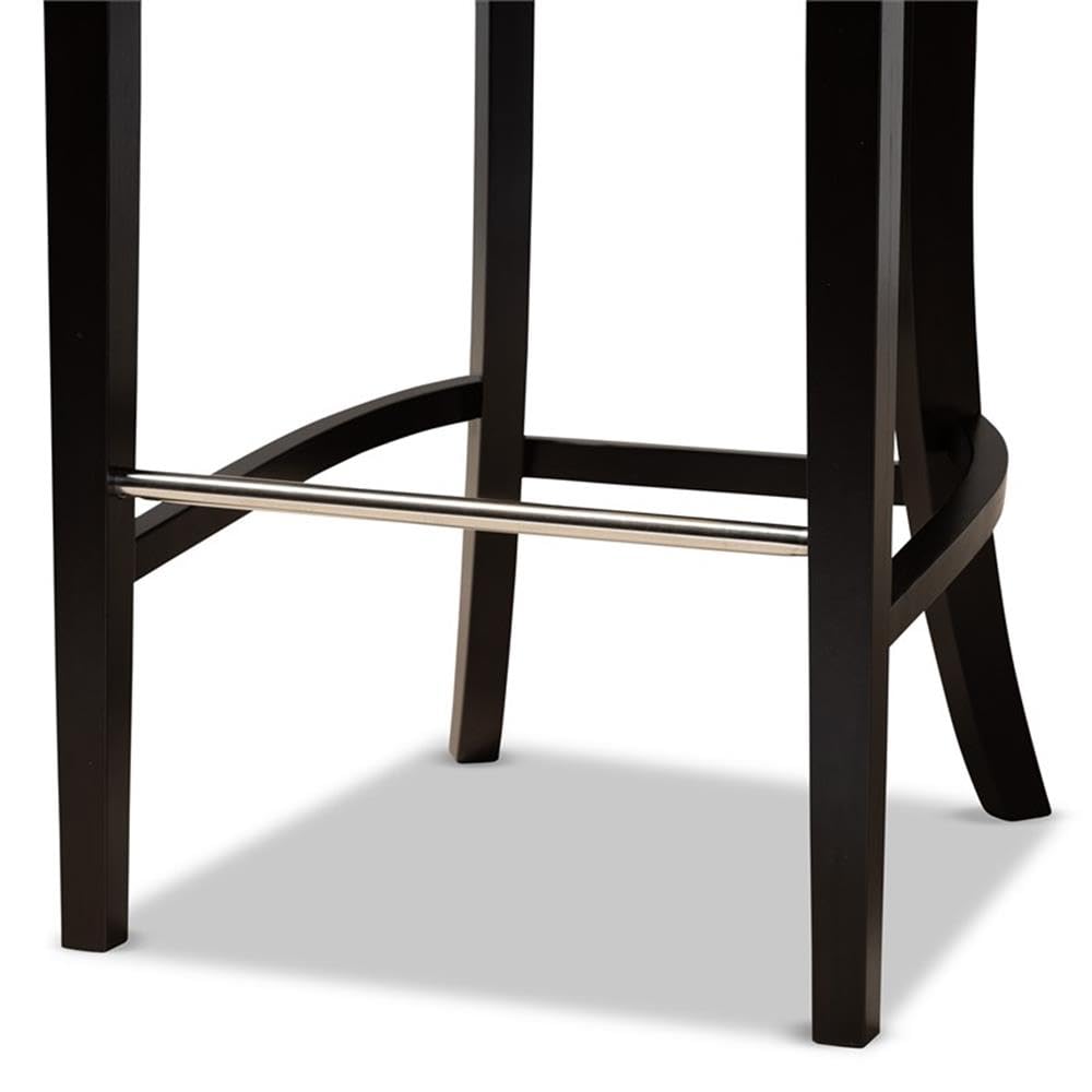 Baxton Studio Chloe Modern and Contemporary Navy Blue Velvet Upholstered and Dark Brown Finished Wood 2-Piece Bar Stool Set