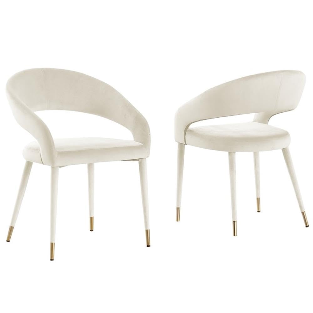 Best Master Furniture Jacques Velvet Cream Dining Chairs (Set Of 2)