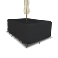 Covers & All Rectangle Table & Chair Set Cover, Umbrella Hole, 12 Oz Waterproof Uv & Weather Resistant, Patio Lawn Garden Backyard Furniture, Air Vents & Drawstrings (88'L X 58'W X 23'H, Black)