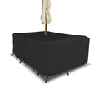 Covers & All Rectangle Table & Chair Set Cover, Umbrella Hole, 12 Oz Waterproof Uv & Weather Resistant, Patio Lawn Garden Backyard Furniture, Air Vents & Drawstrings (88'L X 58'W X 23'H, Black)