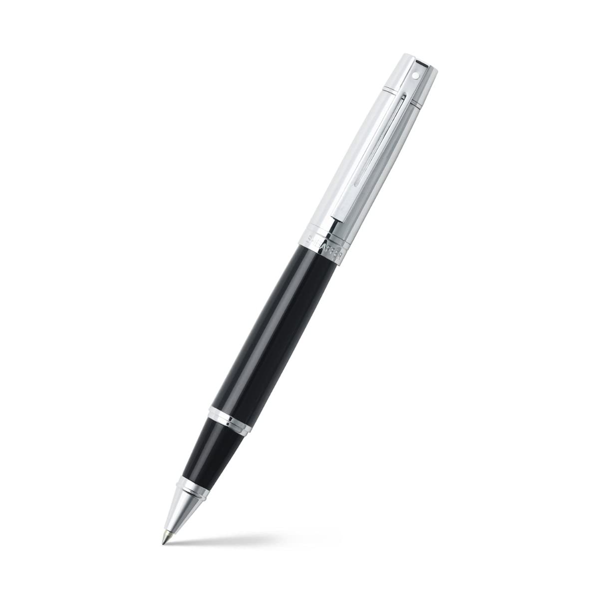 Sheaffer 300 Glossy Black Rollerball Pen With Bright Chrome Cap And Chrome-Plated Trim