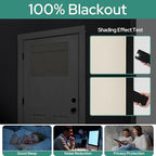Homeideas 100% Blackout French Door Curtains, Privacy Small Door Curtains For Door Window, 26 X 20 Inch Door Shades For Front Door, Thermal Insulated Door Window Covering, (1 Panel, Beige)