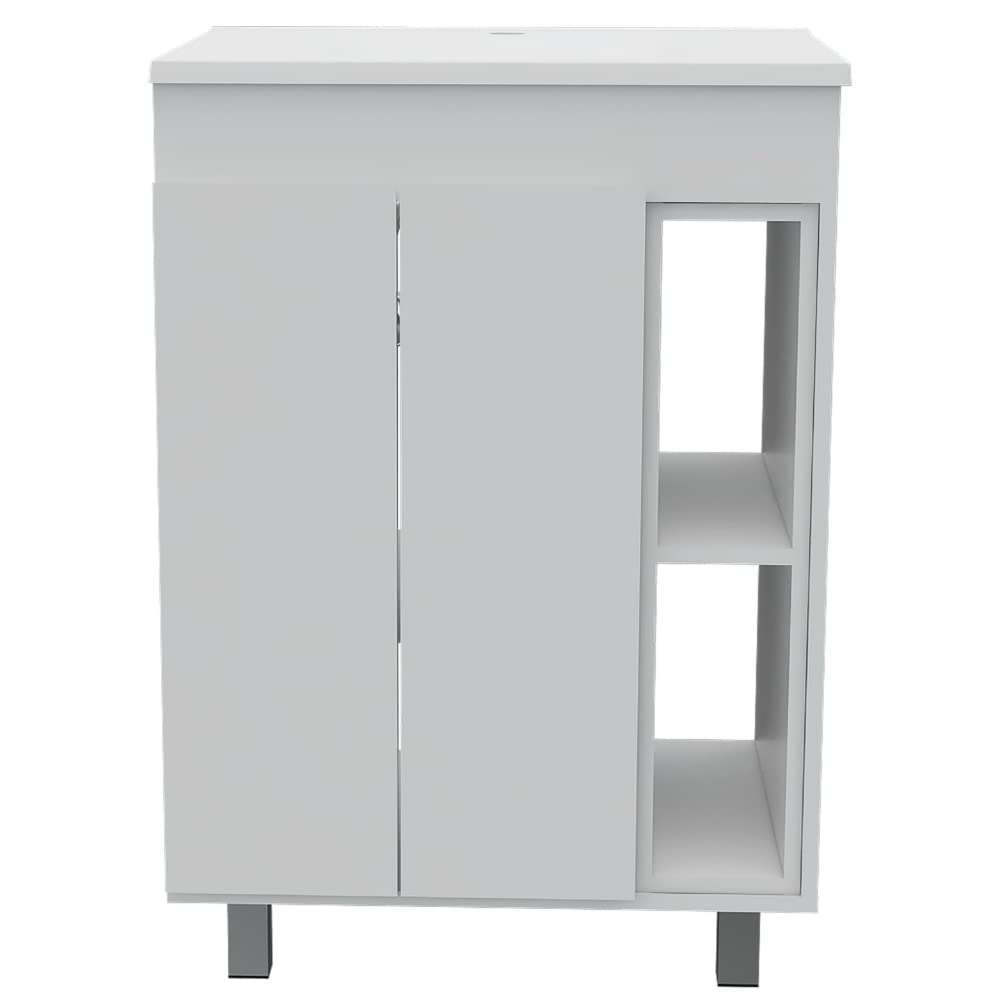 Montana 2-Piece Bathroom Set With Bathroom Vanity And Linen Cabinet, White
