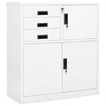 vidaXL Office Cabinet Home Indoor Locker File Document Adjustable Shelf Lock Office Filing Storage Cabinet Furniture White 40.2" Steel