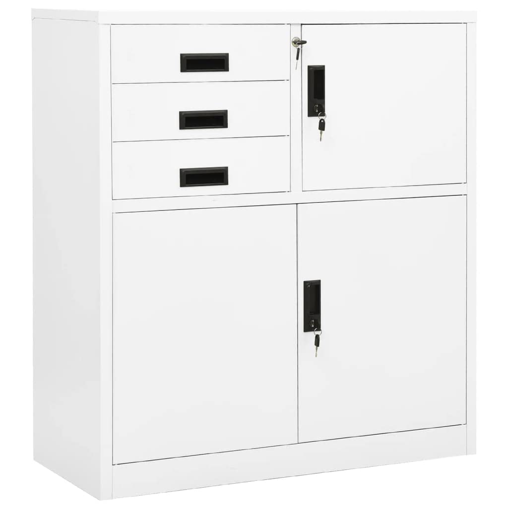 vidaXL Office Cabinet Home Indoor Locker File Document Adjustable Shelf Lock Office Filing Storage Cabinet Furniture White 40.2" Steel