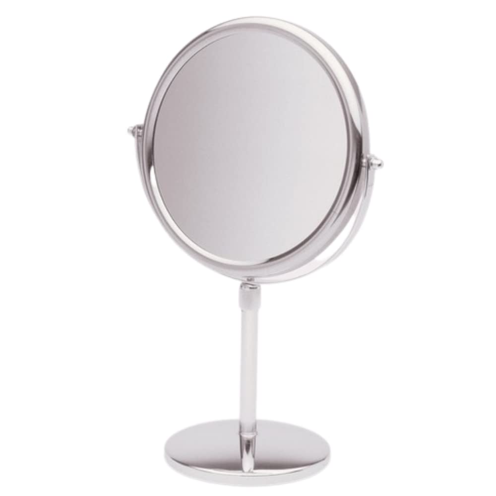 JERDON Two-Sided Tabletop Makeup Vanity Mirror - 5X-1X Magnification & Swivel Design - 9-Inch Diameter Mirror with Adjustable He