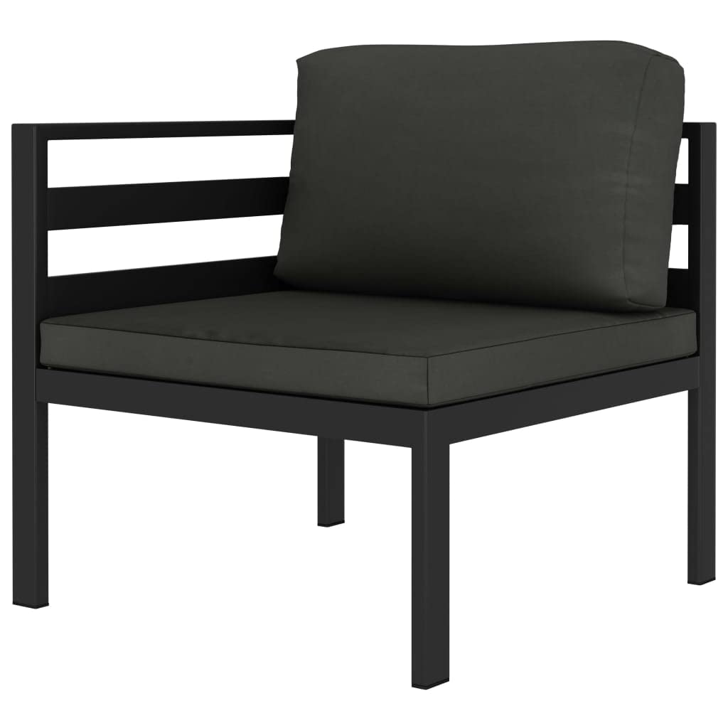 vidaXL 3-Piece Aluminum Patio Lounge Set with Cushions – Outdoor Furniture with Modular Design, Weather-Resistant Material, Comfortable Back Pillows, in Stylish Anthracite