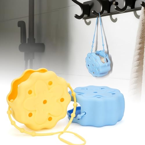 2 Packs Yellow&Blue Silicone Shower Steamer Tray/Holder, Durable Steamer Hanger, Long Lasting Shower Accessories, Aromatherapy D
