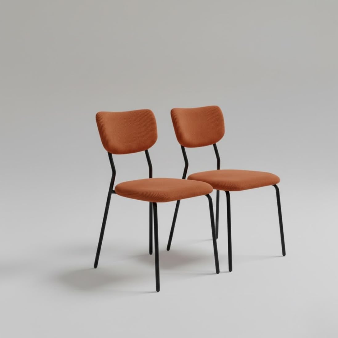 Creative Orange Fabric Dining Chair Set Of 2 | Soft Upholstered Seat & Back | Powder Coated Metal Legs | 1.47 Feet Seat Height |