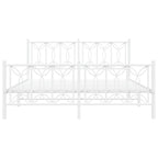 vidaXL Metal Bed Frame with Headboard/Footboard - Double Bed 59.1"x78.7" - Classic White Steel Mattress Support