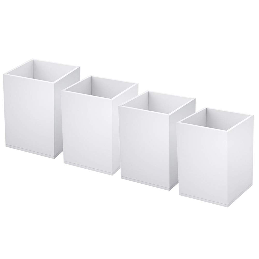 Niubee White Acrylic Pen Holder 4 Pack, Desktop Pencil Cup Stationery Organizer For Office Desk Accessory