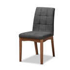 Baxton Studio Tara Mid-Century Modern Dark Grey Fabric Upholstered and Walnut Brown Finished Wood 7-Piece Dining Set