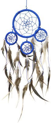 DreamCatcher ~ Blue DreamCatcher with Feathers ~ Approx 3.5 Diameter 1 Foot Long