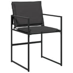 vidaXL 5 Piece Patio Dining Set with Cushions - Black Textilene Chairs and Tempered Glass Table, UV-Resistant, Compact Storage - Outdoor/Garden/Backyard Furniture