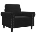 vidaXL Black Velvet Sofa Chair - Modern Accent Lounge Chair with Thickly Padded Seat and Back Pillow, Sturdy Metal Frame - Ideal for Living Room or Lounge Area