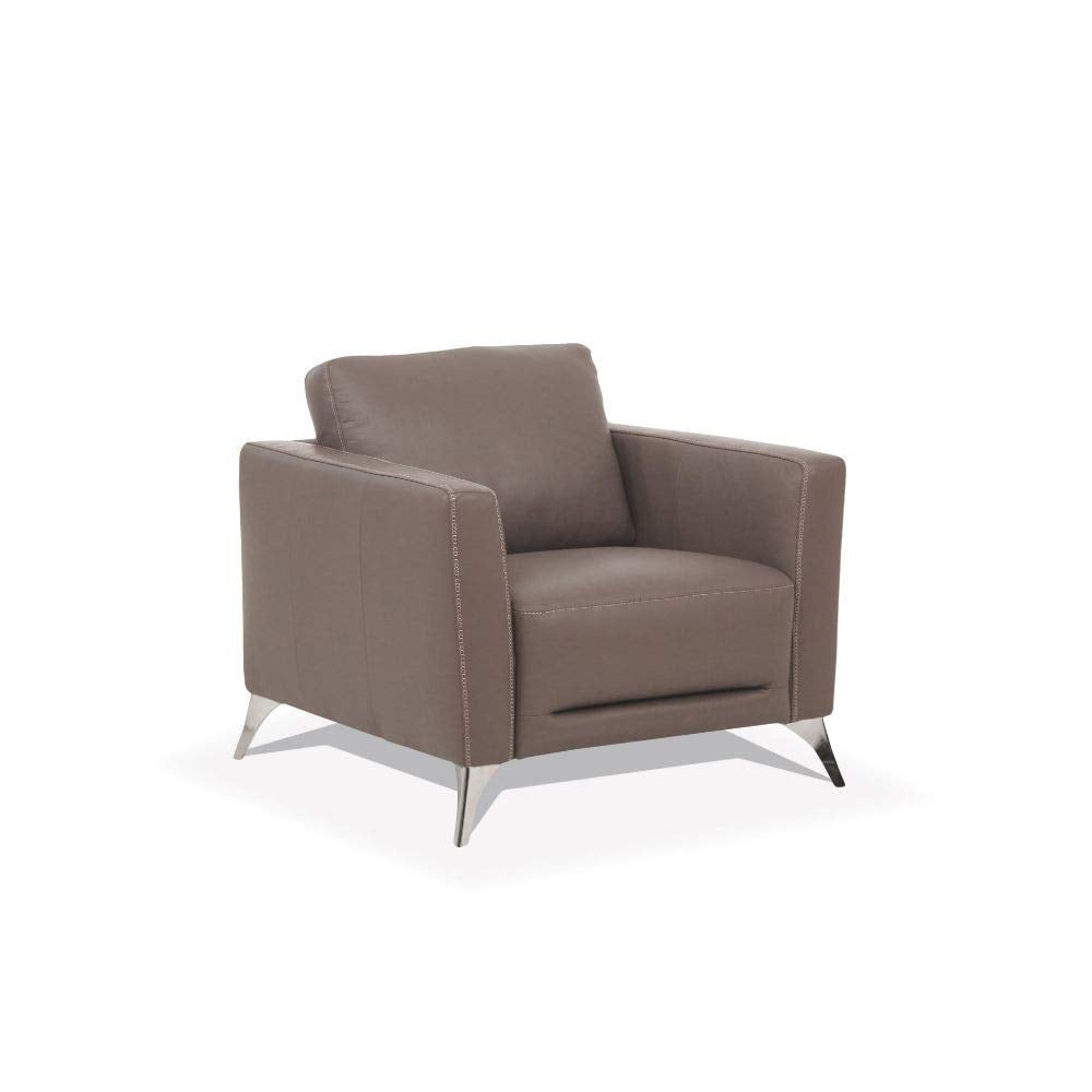 Acme Malaga Leather Accent Chair In Espresso
