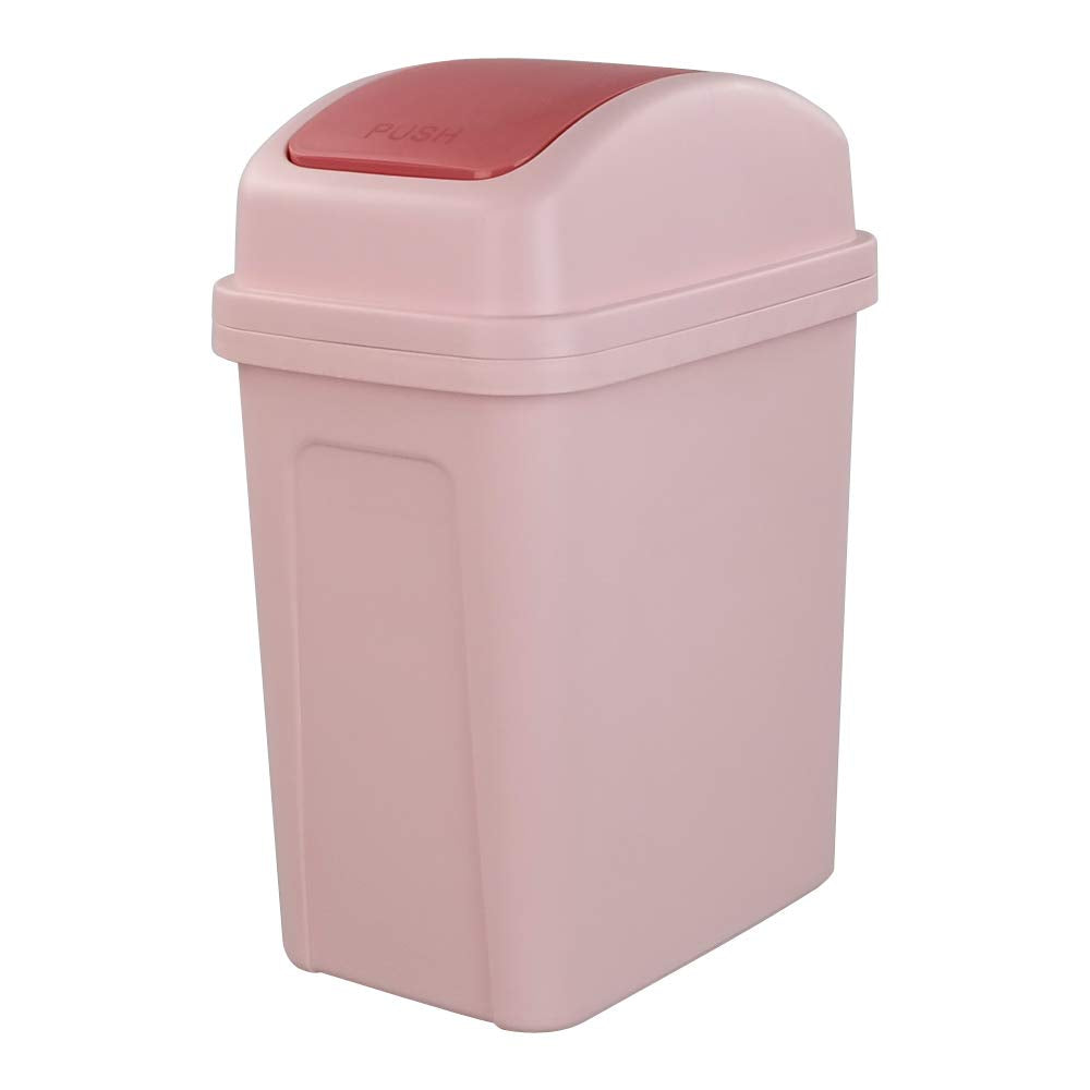 Asking 1.8 Gallon Small Trash Can with Swing-top Lid, Plastic Garbage Bin, Pink