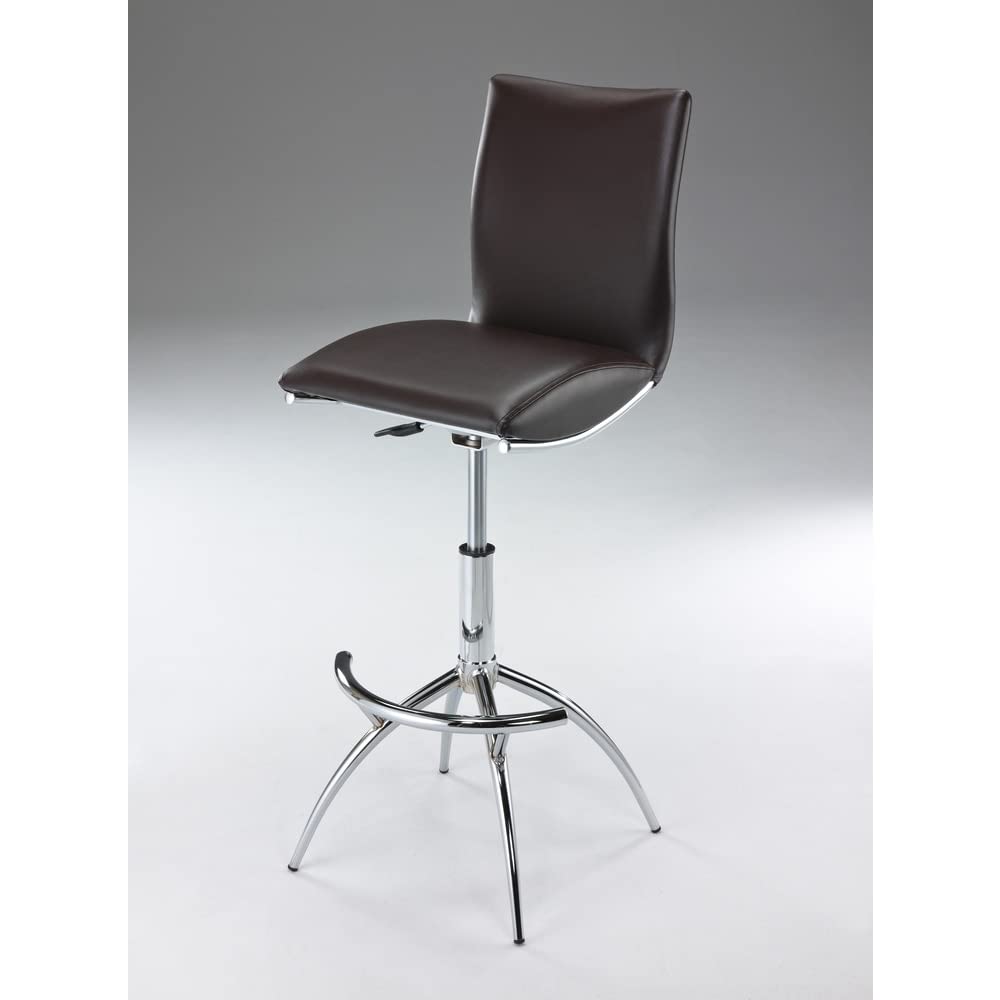 Creative Images Adjustable Swivel Faux Leather Barstool (Set of 2) Orange Poly Synthetic Fiber,Faux Leather