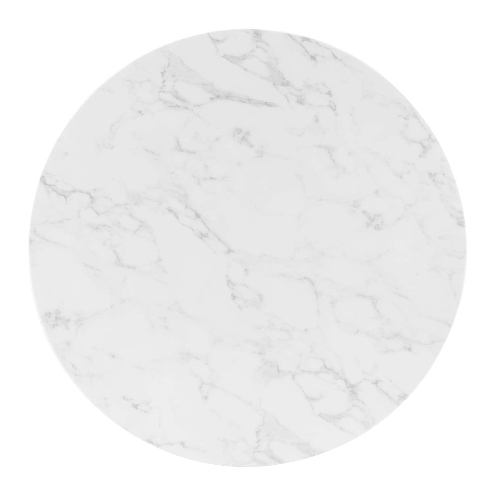 Modway Verne Round Artificial Marble 40" Dining Table in Gold White