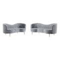 Coaster Home Furnishings Sophia 2-Piece Upholstered Living Room Set with Camel Back Grey and Gold