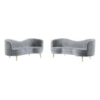 Coaster Home Furnishings Sophia 2-Piece Upholstered Living Room Set with Camel Back Grey and Gold