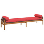 vidaXL Patio Bench with Cushion - Outdoor Loveseat, Brown Poly Rattan, Acacia, Weather-Resistant, 85" x 21.9" x 18.9"