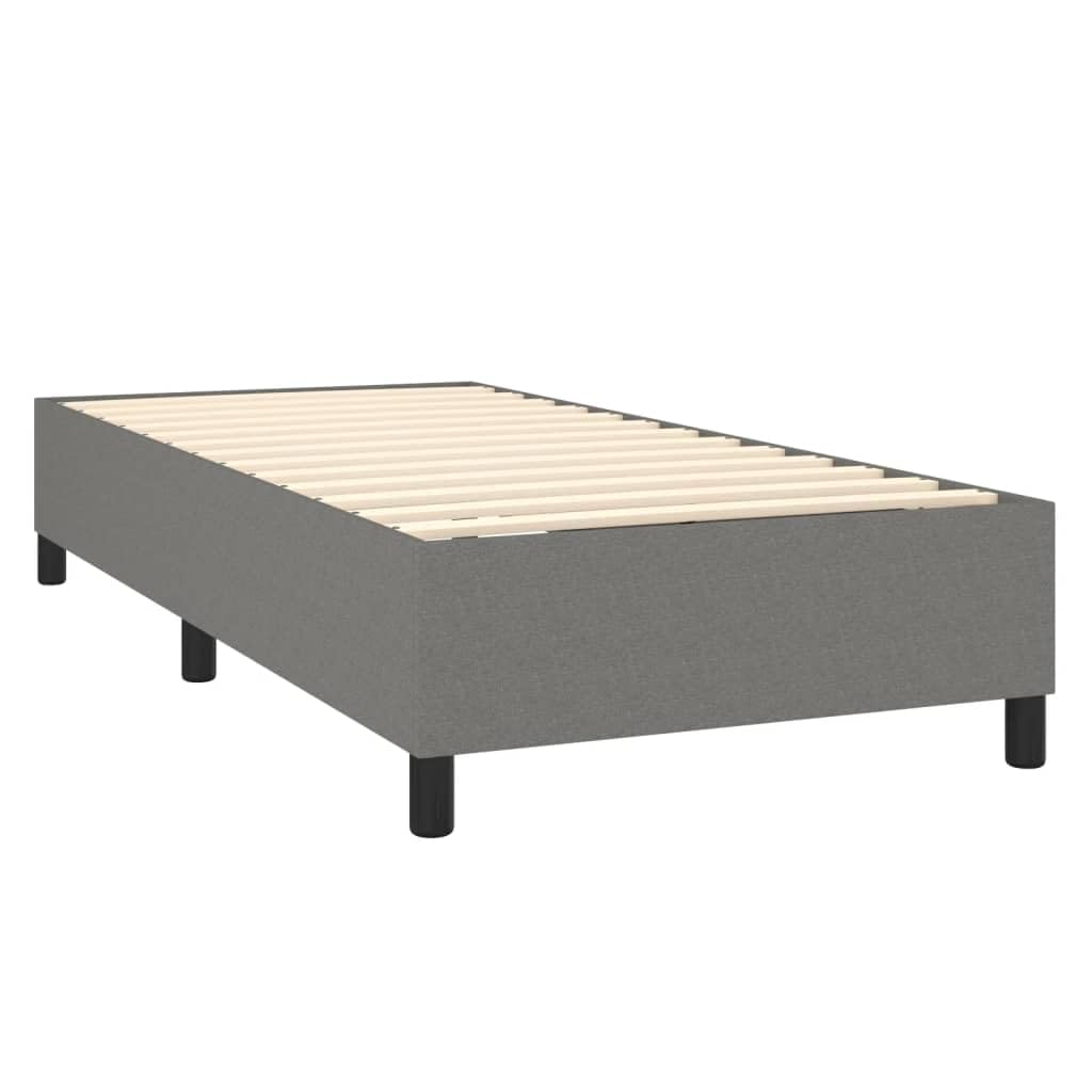 vidaXL Twin XL Fabric Box Spring Bed Frame - Dark Gray Polyester, Plywood and Engineered Wood, Superb Comfort and Durability, California Prop 65 Compliant