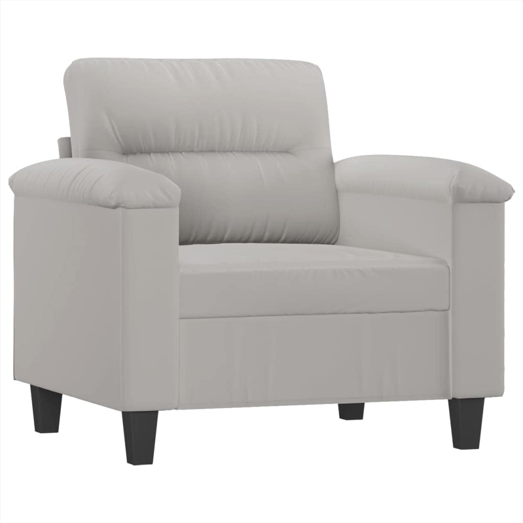 vidaXL Light Gray Microfiber Fabric Sofa Chair - Modern Design Comfortable Seating - Sturdy Metal Frame - Ideal for Reading & Relaxing - Living Room Furniture