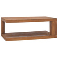 vidaXL Solid Teak Wood Coffee Table - 35.4x19.7x13.8, Colonial Style, Brown, Rectangular Farmhouse Accent Table with Storage, As