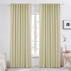 Deconovo Blackout Curtains – Room Darkening, Noise-Reducing, Thermal Insulated – Energy-Efficient Window Treatment For Bedroom, Living Room & Home Office – 2 Panels, Beige, 70W X 108L Inch