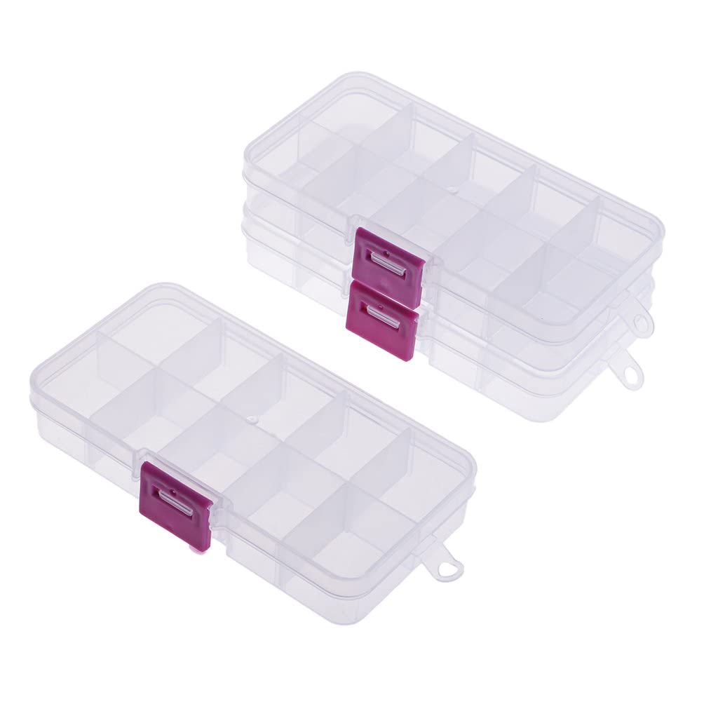 MOHAK 10 Grids Plastic Storage Box, Jewelry Organizer Adjustable Removable Clear Plastic Box, Divider Storage Box, PVC Box Conta