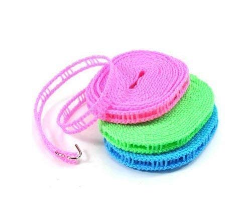 Mishrit 5 Meters Windproof Antislip Clothes Washing Line Drying Nylon Rope With Hooks For Indoor Outdoor Laundry Perfect Windpr