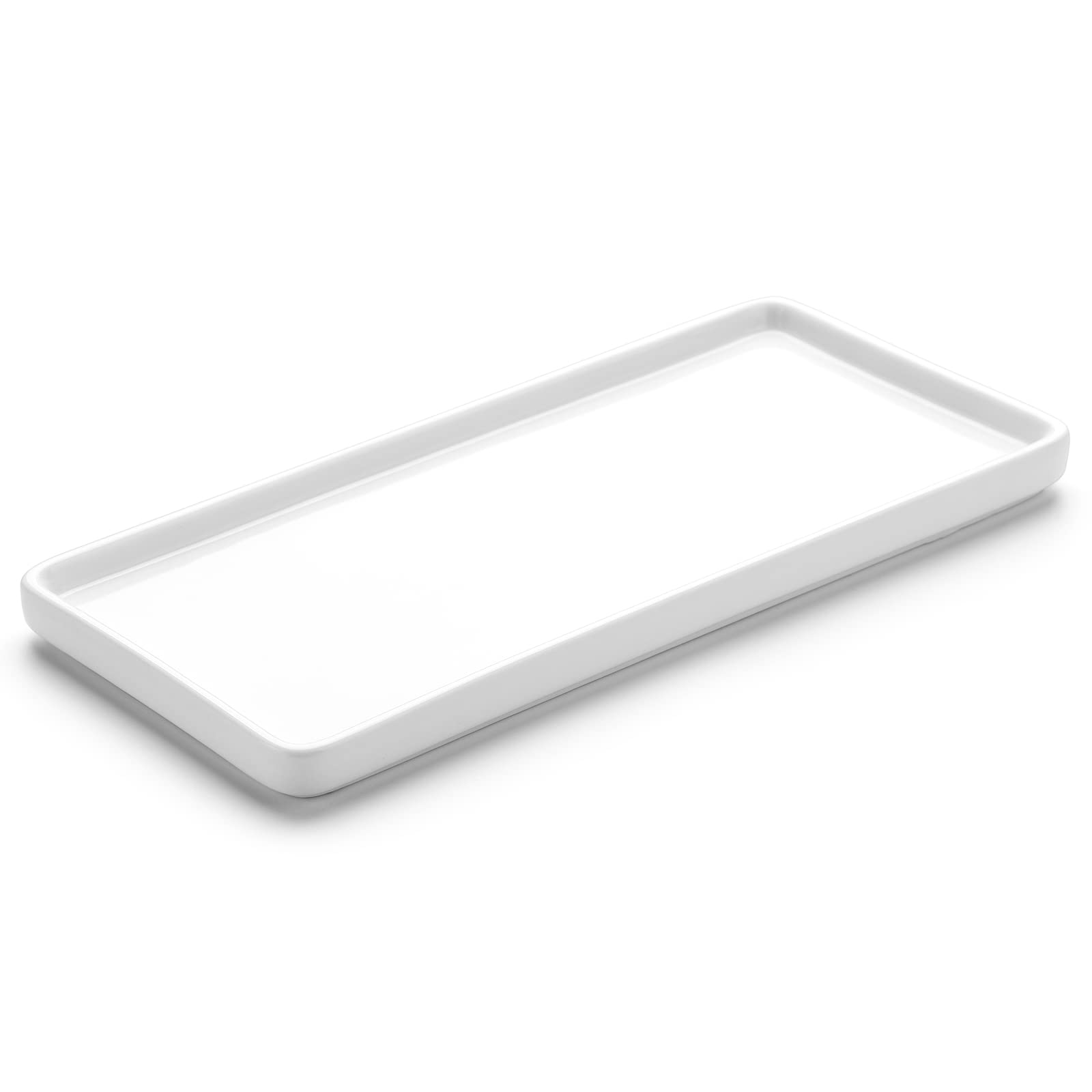 gurygo 10 Bathroom Tray for counter, ceramic Vanity Sink Tray for Bathroom, Small Rectangle ceramic Sink Tray, Kitchen Soap Tray