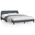 vidaXL Double Bed Frame with Headboard - Dark Gray Velvet, Modern Bedroom Furniture, Easy Assembly, 59.8"x79.9"