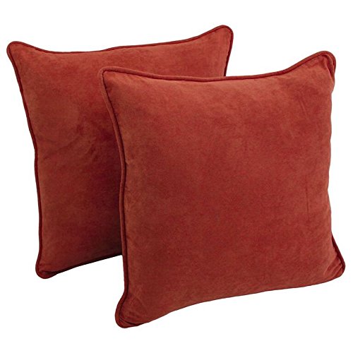 Blazing Needles Corded Microsuede Floor Pillows (Set of 2), 25", Cardinal Red