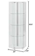4-shelf Hexagon Shaped Curio Cabinet White and Clear 950001
