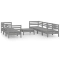 vidaXL Solid Pinewood Patio Lounge Set 8 Piece Garden Outdoor Terrance Backyard Furniture Set Wooden Lounge Sofa Seating Chair Seat Gray