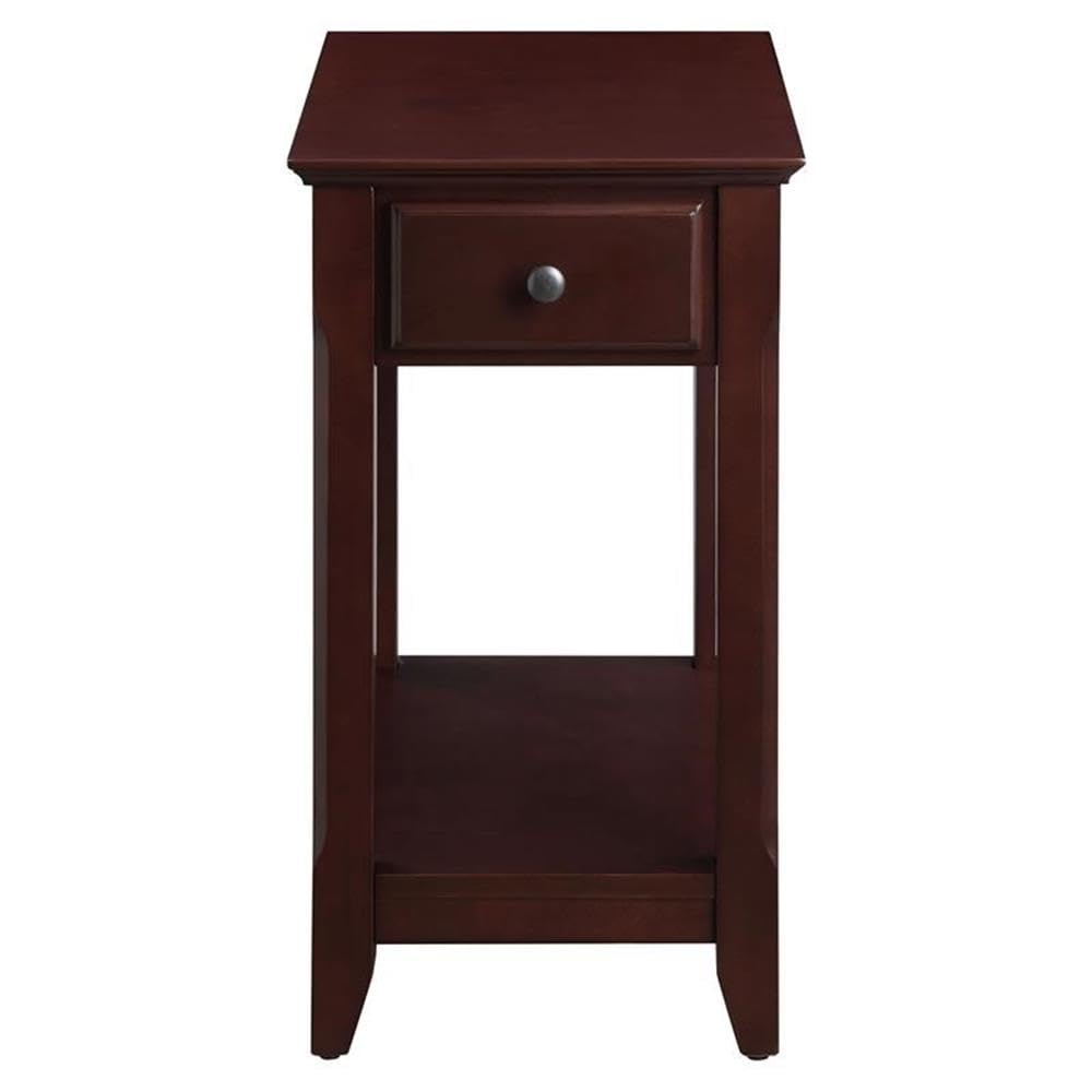 Acme Bertie Wooden Accent Table With Storage Drawer And 1 Tier Shelf In Espresso