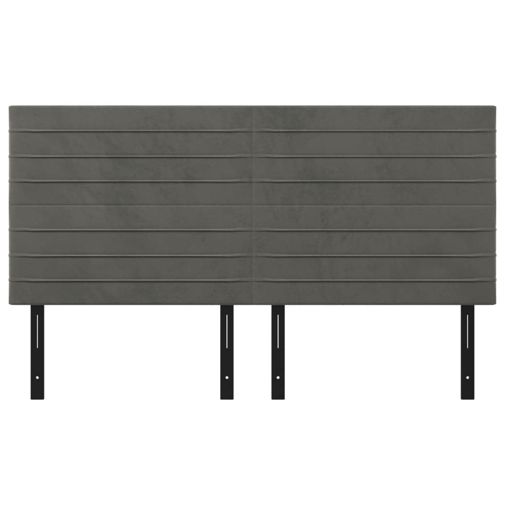 vidaXL 4X Headboards Home Indoor Bed Accessory Bedroom Upholstered Headboard Bed Header Furniture Dark Gray 39.4"x2"x30.7"/34.6" Velvet
