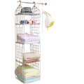 Ljexss 5 Layer Folding Plastic Clothes Storage Rack | Hanging Wardrobe Organizer For Closet | Space Saving Shelves For Clothes, 