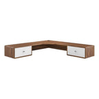 Modway Transmit 55&Quot; Wall Mount Corner Wood Office Desk In Walnut/White