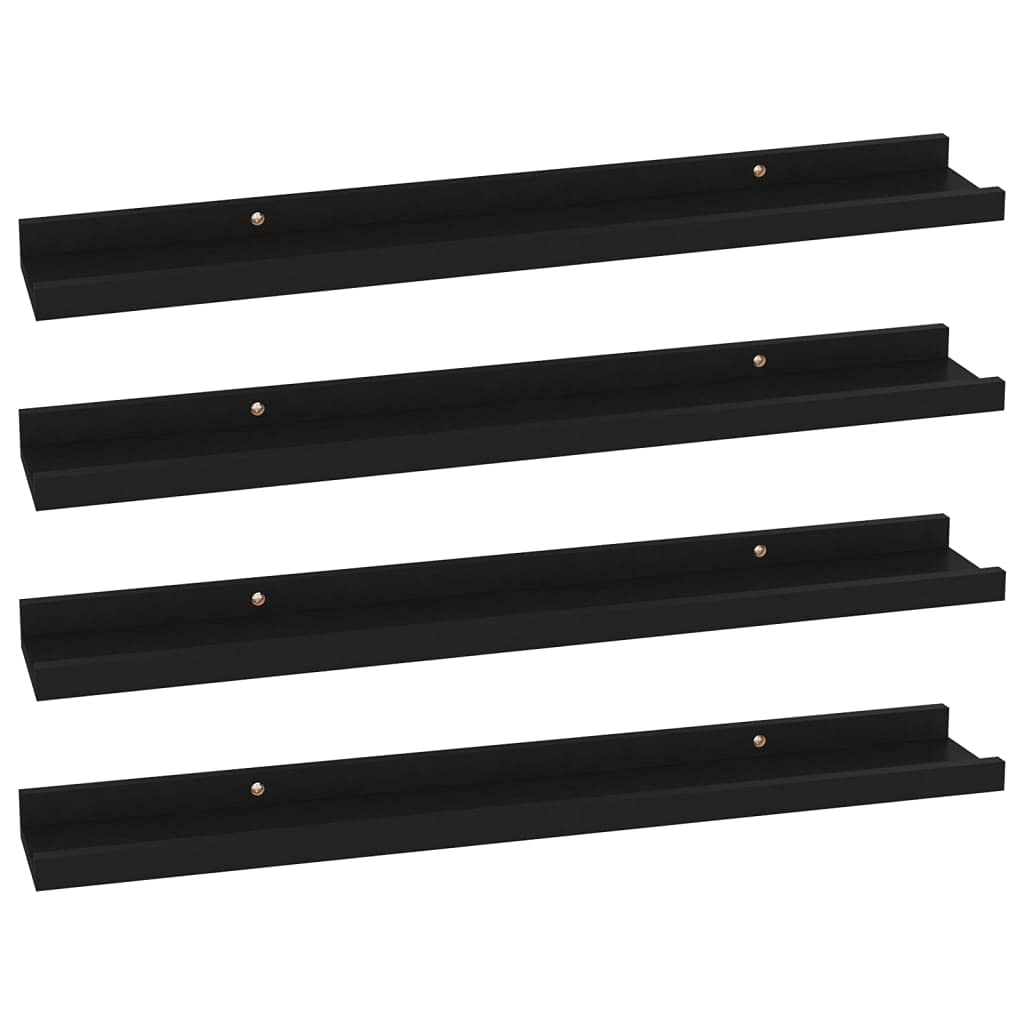 vidaXL 4-Piece Wall Shelves, Black-23.6x3.5x1.2-Space Optimising, Wall-Mounted MDF Shelves, Easy to Clean, Ideal for Displaying 