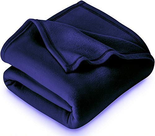 RICHLINEN Plain Polar Fleece Double Bed Blanket Warm Soft & Comfortable for Winter/AC Room/Hotel/Donation/Travelling (Blue/L*B(9